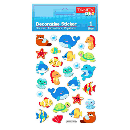Tanex Kids Sticker Okyanus Canlıları 28 Parça (25184)