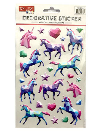 Tanex Decorative Sticker 3-D Unicorn Serisi Tnx-25364 - 3 adet