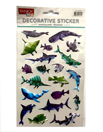 Tanex Decorative Sticker 3-D Deniz Canlıları Serisi Tnx-25365 - 2 adet