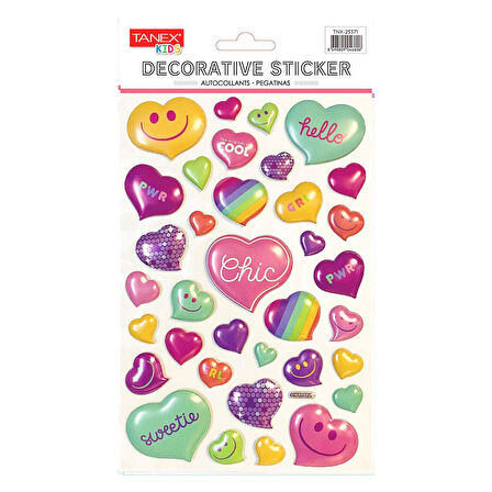 Tanex Kids Sticker Puffy Balon Serisi Kalpler (25371)
