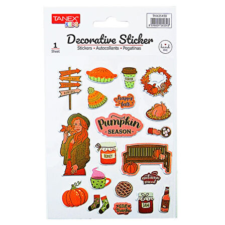 Tanex Kids Sticker Puffy Bal Kabağı Serisi 27 Parça (25430)