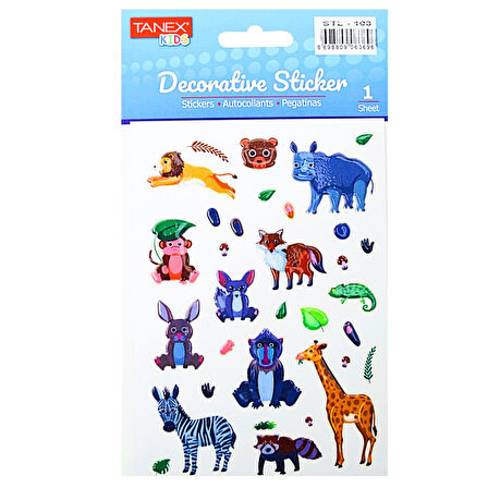 Tanex Kids Sticker Orman Hayvanları 32 Parça (STL-103)
