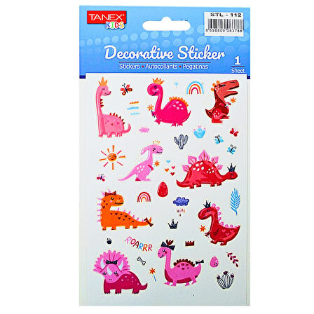 Tanex Kids Sticker Sevimli Dinozorlar 36 Parça (STL-112)