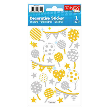 Tanex Kids Sticker Puffy Işıltılı Balonlar  (27235)