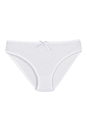 Yıldız 3575 Beyaz Renk Kadın Ribana Kalpli Bikini