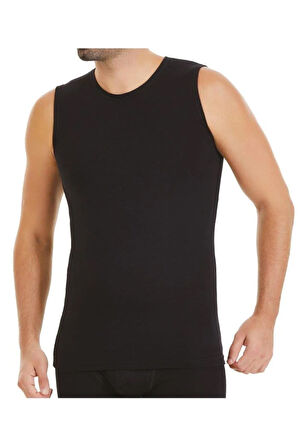 76 Siyah Modal Yuvarlak Yaka Erkek Sıfır Kol Atlet