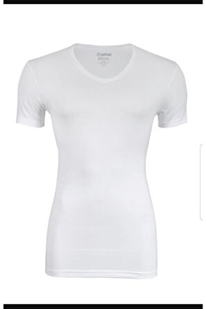 Erkek Beyaz Modal V Yaka T-shirt 150
