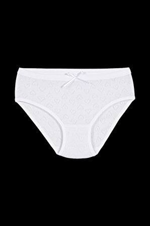 Yıldız 3549 Beyaz Ribana Kalpli Kız Çocuk Külot