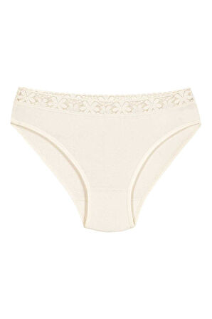 Yıldız 3523 Ekru Likralı Beli Dantelli Bikini Külot