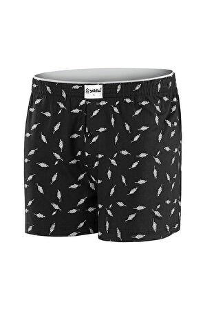 Yıldız 43 Lacivert Yaprak Desenli Bol Kesim Erkek Boxer