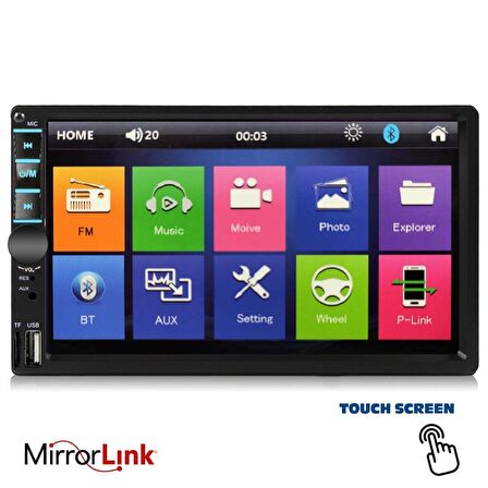 DOUBLE TEYP 7 4X45W MİRRORLİNK BT/USB/SD/FM/AUX KAMERALI KAMOSONIC KS-G755