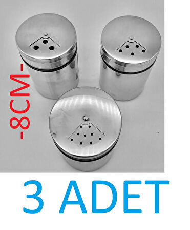 Baharatlık Tuzluk Karabiberlik 3 Ayarlı Başlık, Cam Metal Kaplamalı 3 Adet 8 x 5 Cm 100 ml