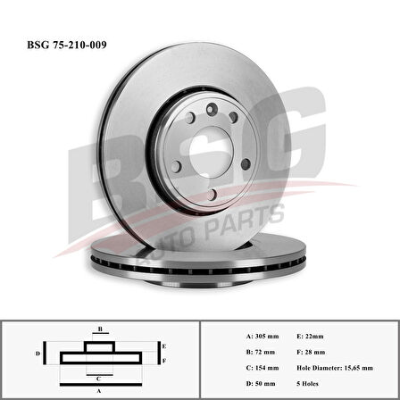 Renault Fren Diski Ön - 305mm (adet) Adet Fiyatıdır(kutu İçi 2adet) - Bsg 75-210-009