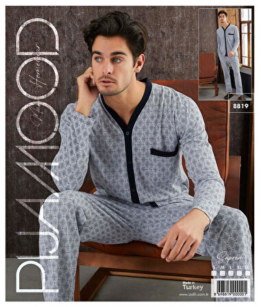 Pijamood 8819 Antrasit Pamuklu Erkek Pijama Takımı