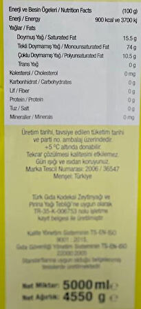 5 Lt Erken Hasat Filtresiz Soğuk Sıkım Natürel Sızma Zeytinyağı