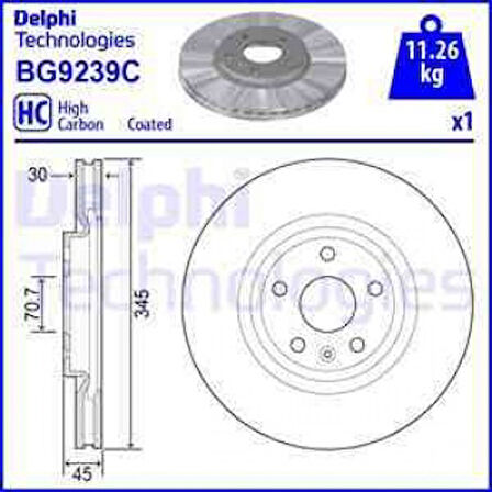 Opel On Fren Diski 18’’ İnsignia B 17> - Delphi Bg9239c