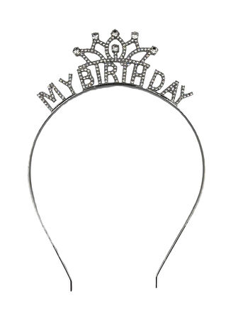 Taç Metal Taşlı My Birthday Yazılı Gümüş renkli lüks Doğum Günü tacı parti tacı