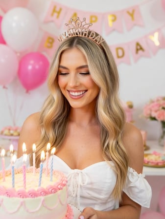 My Birthday Metal Taşlı Taç Rose Gold Renk Doğum Günü Parti Saç Aksesuarı