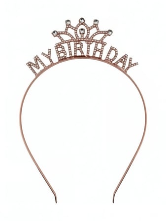 My Birthday Metal Taşlı Taç Rose Gold Renk Doğum Günü Parti Saç Aksesuarı