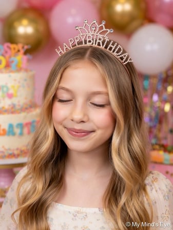 Happy Birthday Metal Taşlı Taç Rose Gold Renk Doğum Günü Parti Saç Aksesuarı