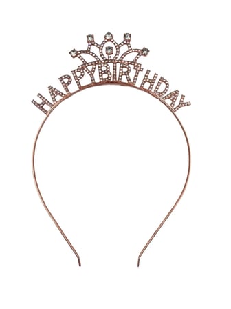 Happy Birthday Metal Taşlı Taç Rose Gold Renk Doğum Günü Parti Saç Aksesuarı