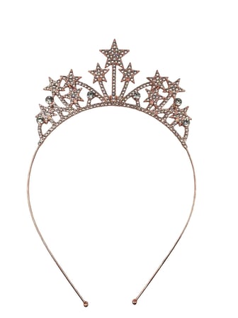 Taç Metal Taşlı Yıldızlı Rose Gold Doğum Günü Tacı Kadın Kız Çocuk Parti Aksesuarı