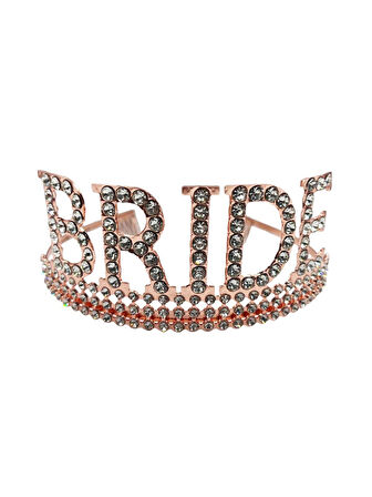 Taç Bride Metal Taşlı lüks gelin taçı rose gold üSTTEN GEÇİRMELİ