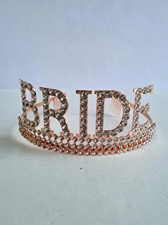 Taç Bride Metal Taşlı lüks gelin taçı rose gold üSTTEN GEÇİRMELİ