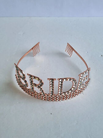 Taç Bride Metal Taşlı lüks gelin taçı rose gold üSTTEN GEÇİRMELİ