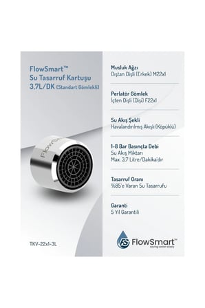 Su Tasarruflu Aeratör 3,7 L/DK | %85’e Varan Su Tasarrufu | M22 Miks & Kuğu Batarya Uyumlu