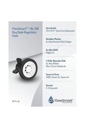 Duş Debi Regülatör Fitili 9L/DK | Duşta %60’a Varan Su Tasarrufu | R1/2 Uyumlu