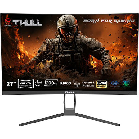 Thull Vision 27'' 1ms 200Hz Freesync Fhd LED (Hdmı+Dp) Va Frameless Curved Gaming Monitör TG-VSN27C-200