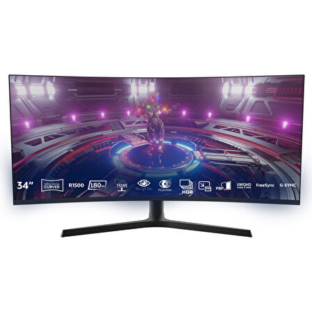 Thull Vision TG-UWQHD34C-180 34" 180Hz 1ms Freesync+Gsync Uwqhd (Hdmı+2xdp) Va Frameless Curved Gaming Monitör