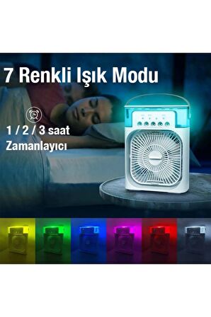 Ultrasonik Hava Vantilatörü Nemlendirici Fan Buhar Makinesi Rgb