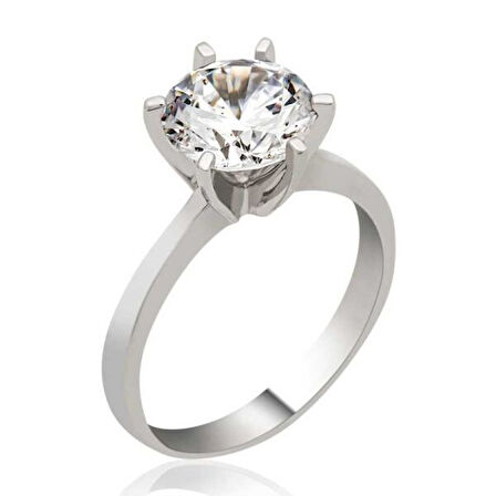 Tek Taş  925 Ayar Gümüş Kadın Yüzük