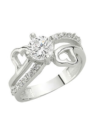 Tek Taş Zirkon Taşlı  925 Ayar Gümüş Kadın Yüzük