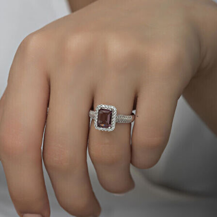 Baget Zirkon Taş  925 Ayar Gümüş Kadın Yüzük