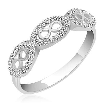 Sonsuzluk  Taşlı Zirkon  925 Ayar Gümüş Kadın Yüzük