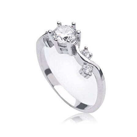 Tek Taş Zirkon Taşlı  925 Ayar Gümüş Kadın Yüzük