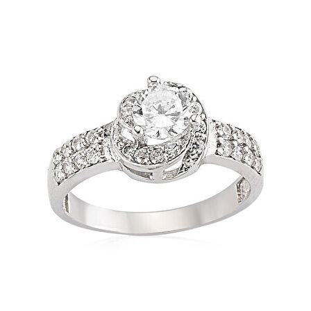 Tek Taş Zirkon Taşlı  925 Ayar Gümüş Kadın Yüzük