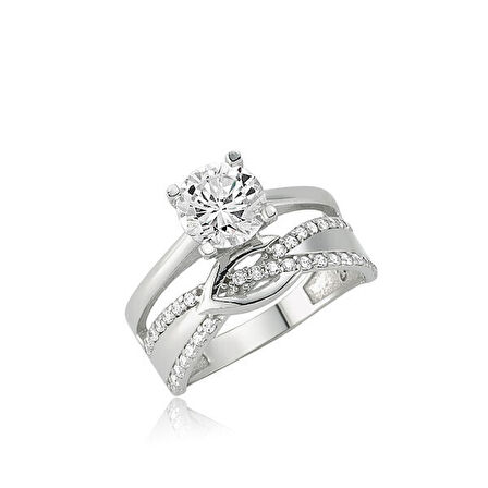 Tek Taş Alyans 925 Ayar Gümüş Kadın Yüzük