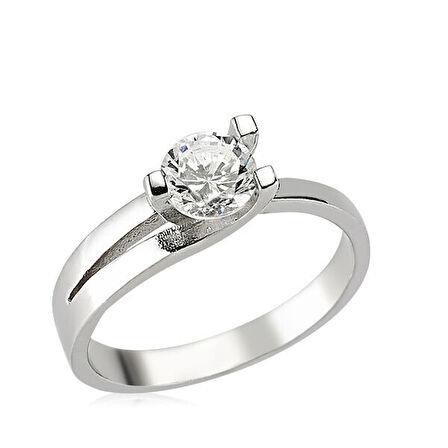 Tek Taş Zirkon Taşlı 925 Ayar Gümüş Kadın Yüzük