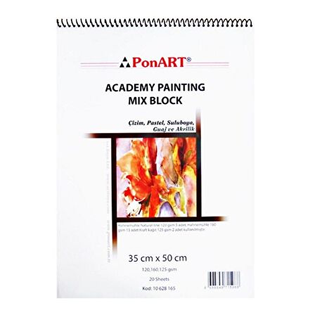 Ponart Academy Painting Mix Blok Spralli 35x50 cm. 20 Yaprak
