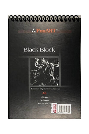 Black Blok Spiralli Siyah Defter 130 gr. 30 Sayfa A5