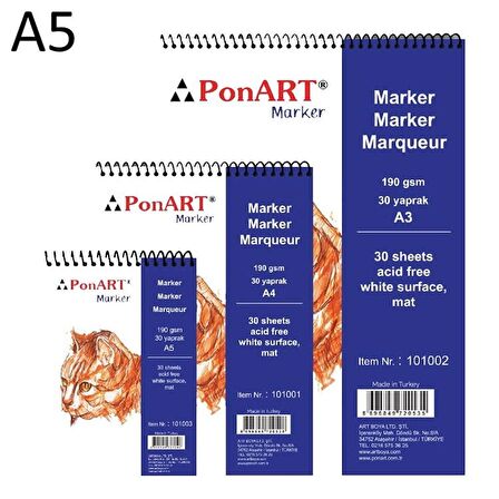 Ponart Marker Pad A5 190 gr. 30 yp.