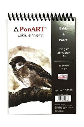 Eskiz & Pastel Blok Spiralli 160 gr. 25 Sayfa A5