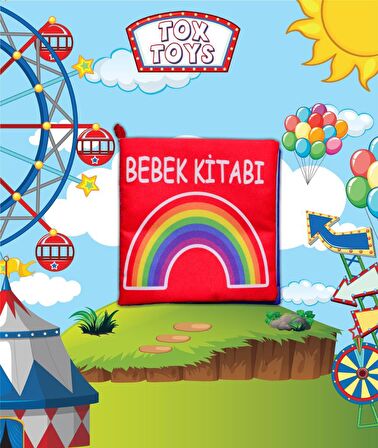 Tox Bebek Renkli Kumaş Sessiz Kitap - Bez Kitap , Eğitici Oyuncak , Yumuşak ve Hışırtılı