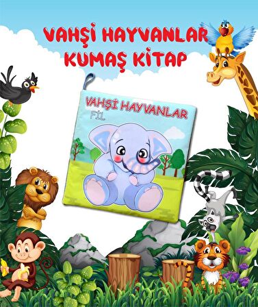 Tox Vahşi Hayvanlar Sessiz Kumaş Kitap - Bez Kitap , Eğitici Oyuncak ,Yumuşak ve Hışırtılı