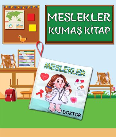 Tox Meslekler Sessiz Kumaş Kitap - Bez Kitap , Eğitici Oyuncak , Yumuşak ve Hışırtılı