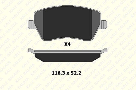 Renault On Fren Balatası Micra K12 03> Note 06> Clio III 05> Modus 04> Duster 10> Logan 04> Dokker 12> - Kale B 23973 174 04 Ans